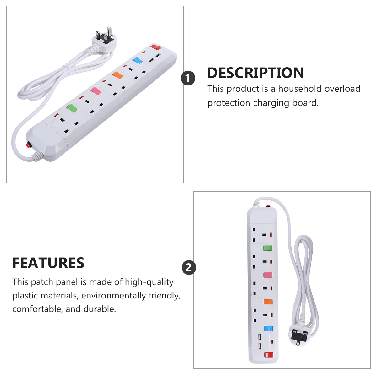 

1pc Socket Power Strip Overload Protection Durable Usb Charging Station Safety Socket Board For Home Office