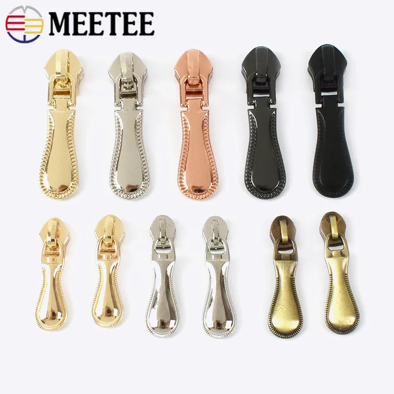 

20pcs Meetee 3# 5# Metal Zipper Sliders for Nylon Zippers Bag Garment Zip Head Pulls Repair Kits DIY Sewing Hardware Accessories