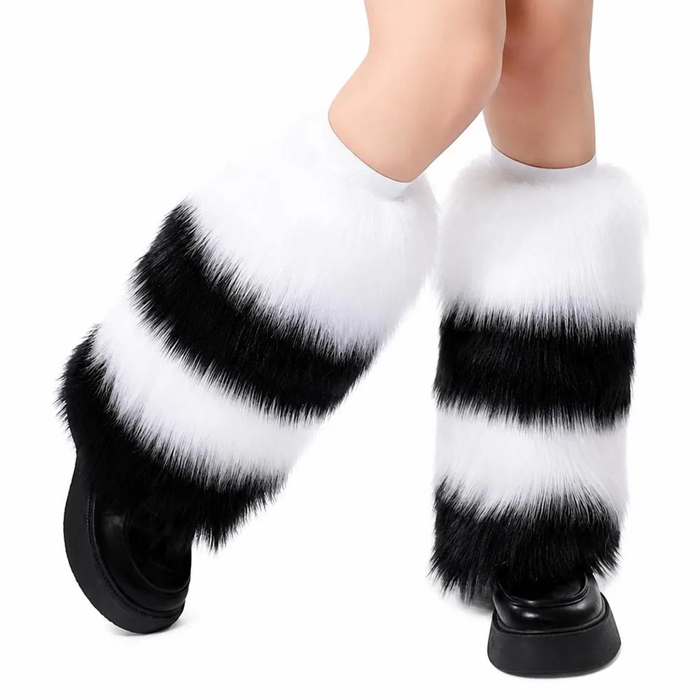 Faux Fur Faux Fur Leg Warmers Soft and Fluffy Warm Fluffy Leg Warmers Elastic Openings Comfortable Fur Boot Cuffs Winter Wear