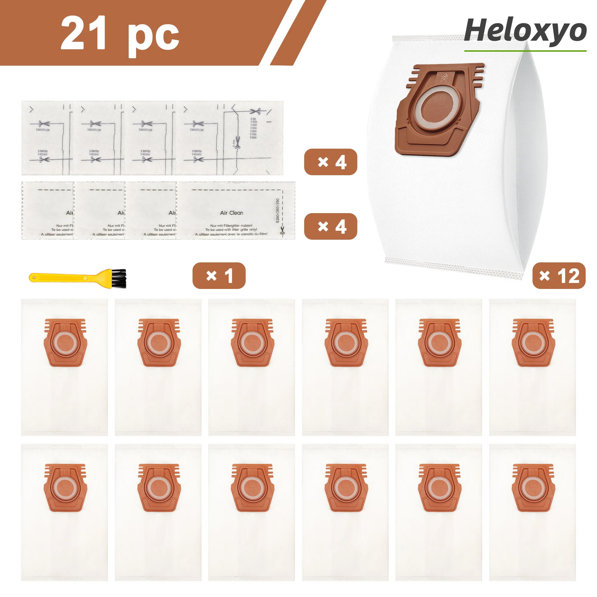CO HyClean – sacs d'aspirateur à Air pour aspirateurs Miele Guard M1, XL paquet de 12 sacs d'aspirateur, 4 jeux de filtres en coton