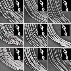 5PCS Wholesale Pure 925 Sterling Silver Charm Link Chain Necklace Jewelry with Strong Smooth Lobster Clasps 16-30 Inches