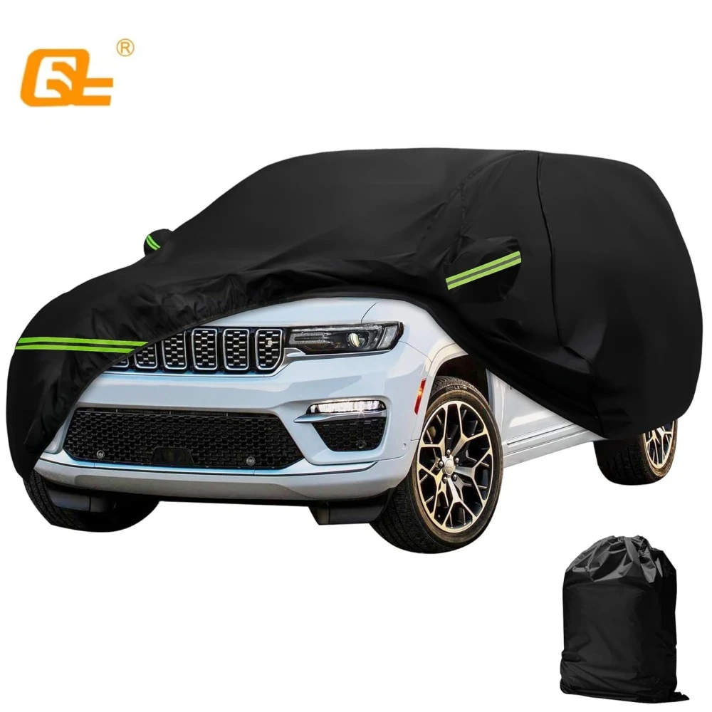 

210T уличные водонепроницаемые автомобильные чехлы для Jeep Grand Cherokee 2011-2024 защита от града от солнца, снега, дождя и пыли с дверцей на молнии, черный