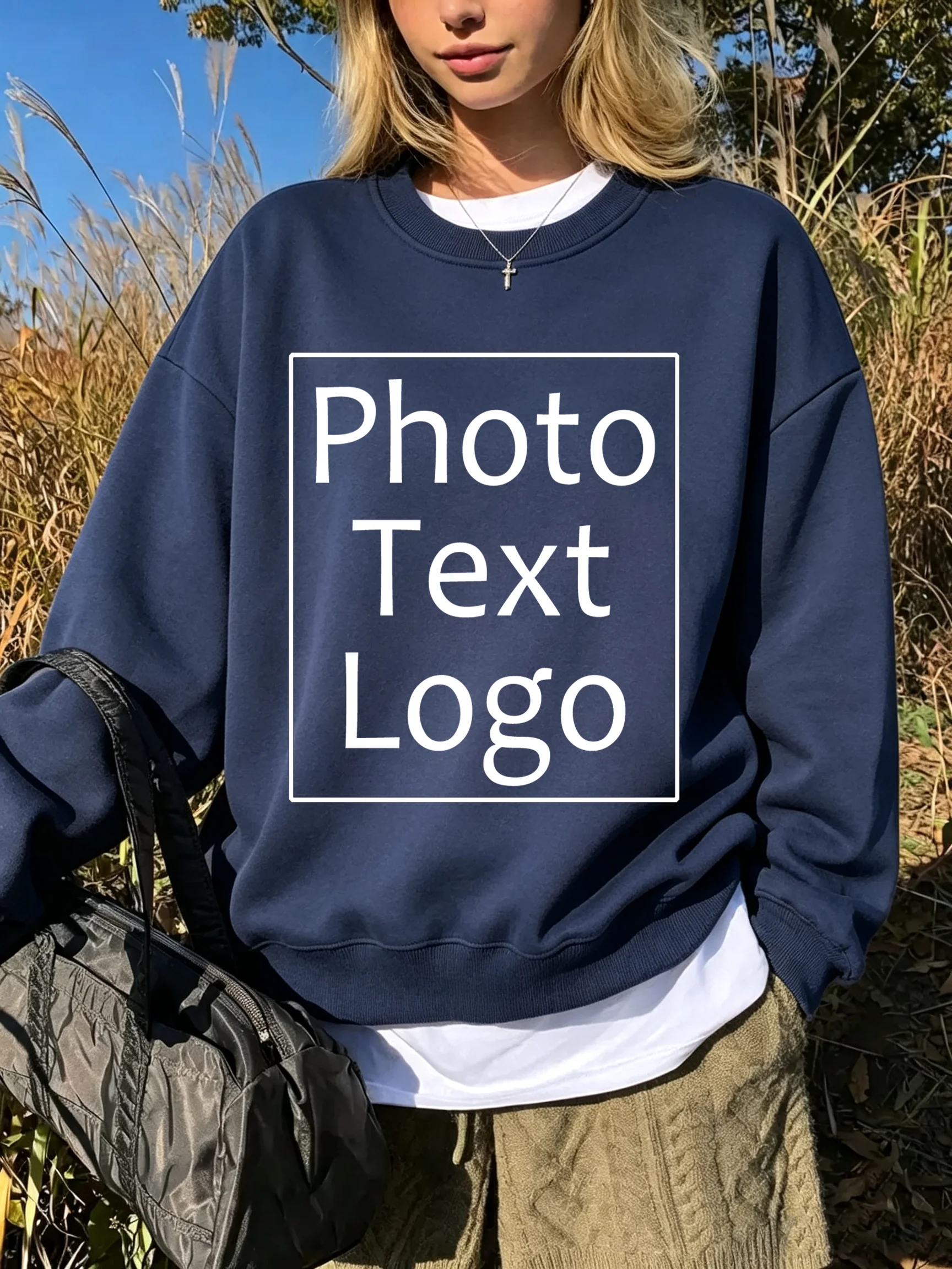 Herbst-Sweatshirts, personalisierbar, individuell bedruckt, Fleece, warmer Pullover, Sport-All-Match-Streetwear, Pendler-Team-Arbeitskleidung, Oberteil mit O-Ausschnitt