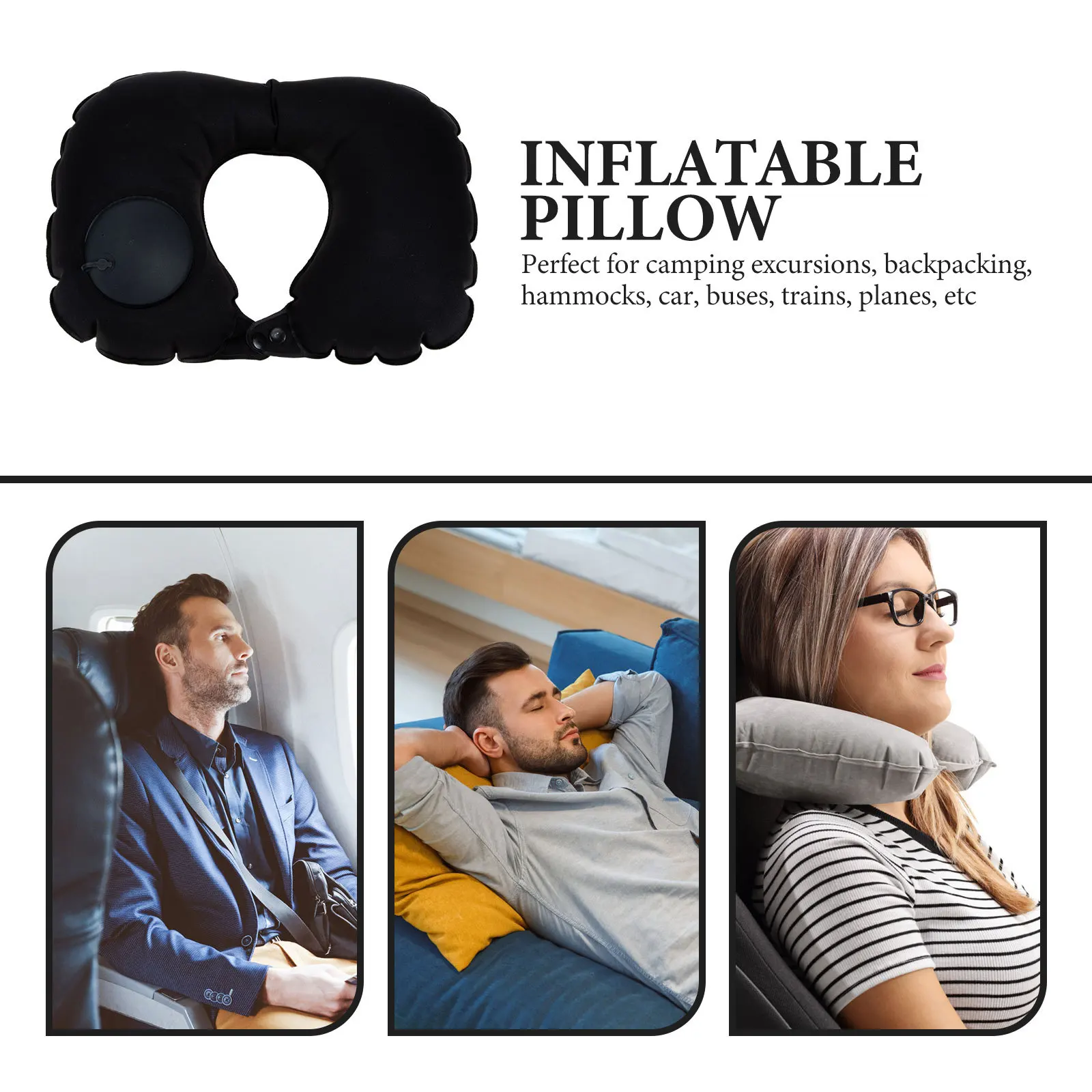 

Automatic Inflatable Neck Pillow Comfortable Travel Accessory Ergonomic U-Shaped Design Support Head Prevents Side Swing