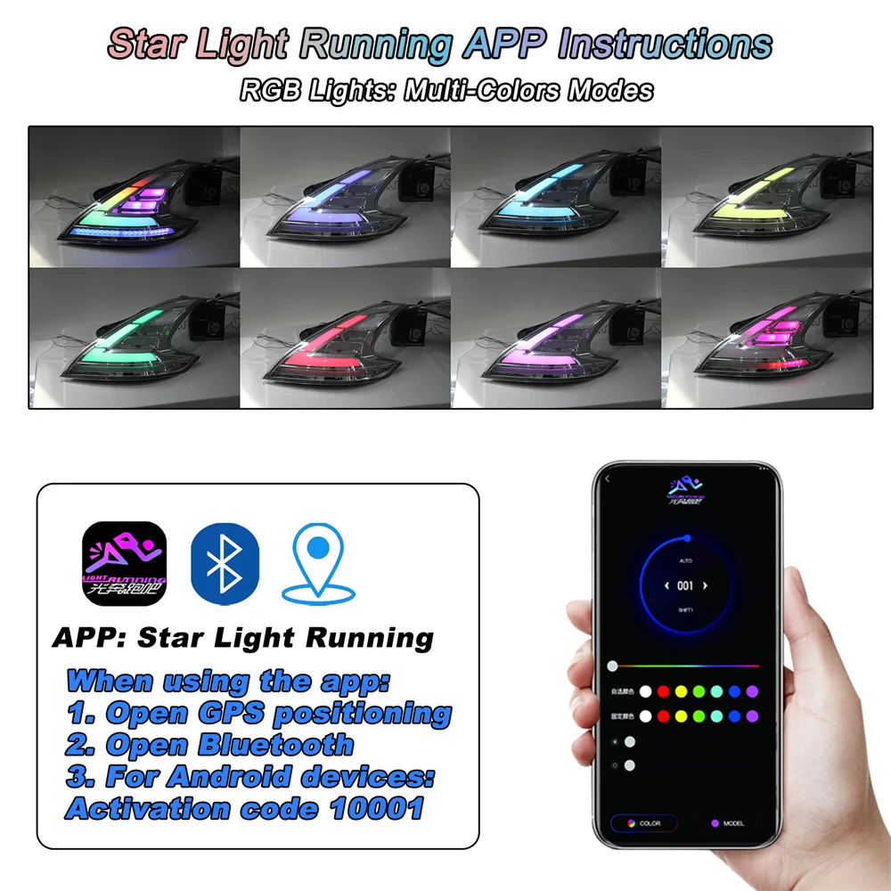 SINDAR For Nissan 370Z Fairlady Z34 2008-2019 Full RGB LED Tail Lights Assembly Sequential Turn Signal Animated Rear Lamps