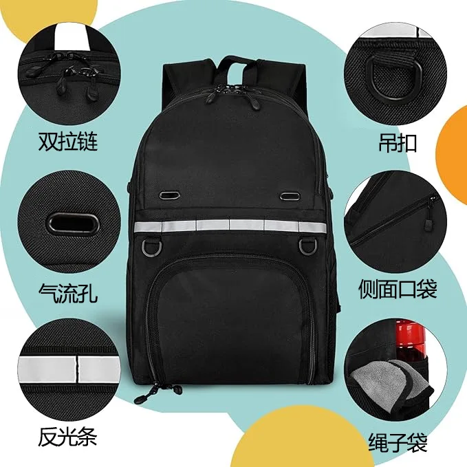 Large Capacity Sports Backpack for Gym Travel & Bowling, Waterproof Multi-Pocket with Adjustable Straps