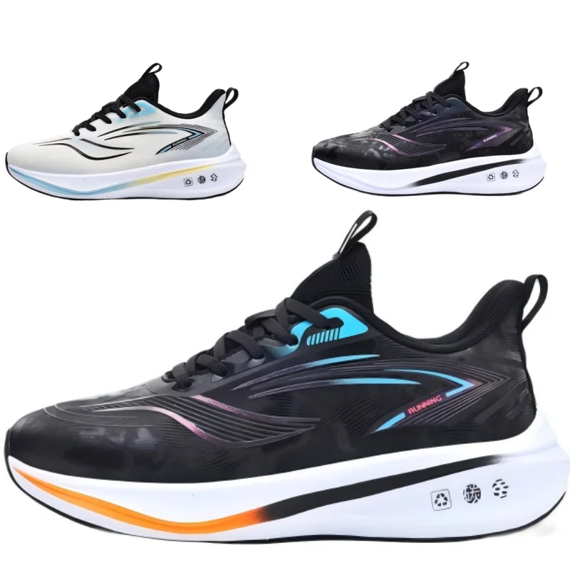 أحذية رياضية للجري باللون الأسود للرجال - أحذية رياضية خفيفة الوزن ومسامية مع لمسات ملونة للاستخدام اليومي والخارجي #1