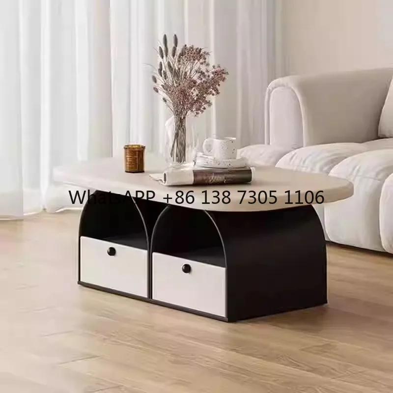

French cream style new small apartment rectangular coffee table household personalized drawer creative living room