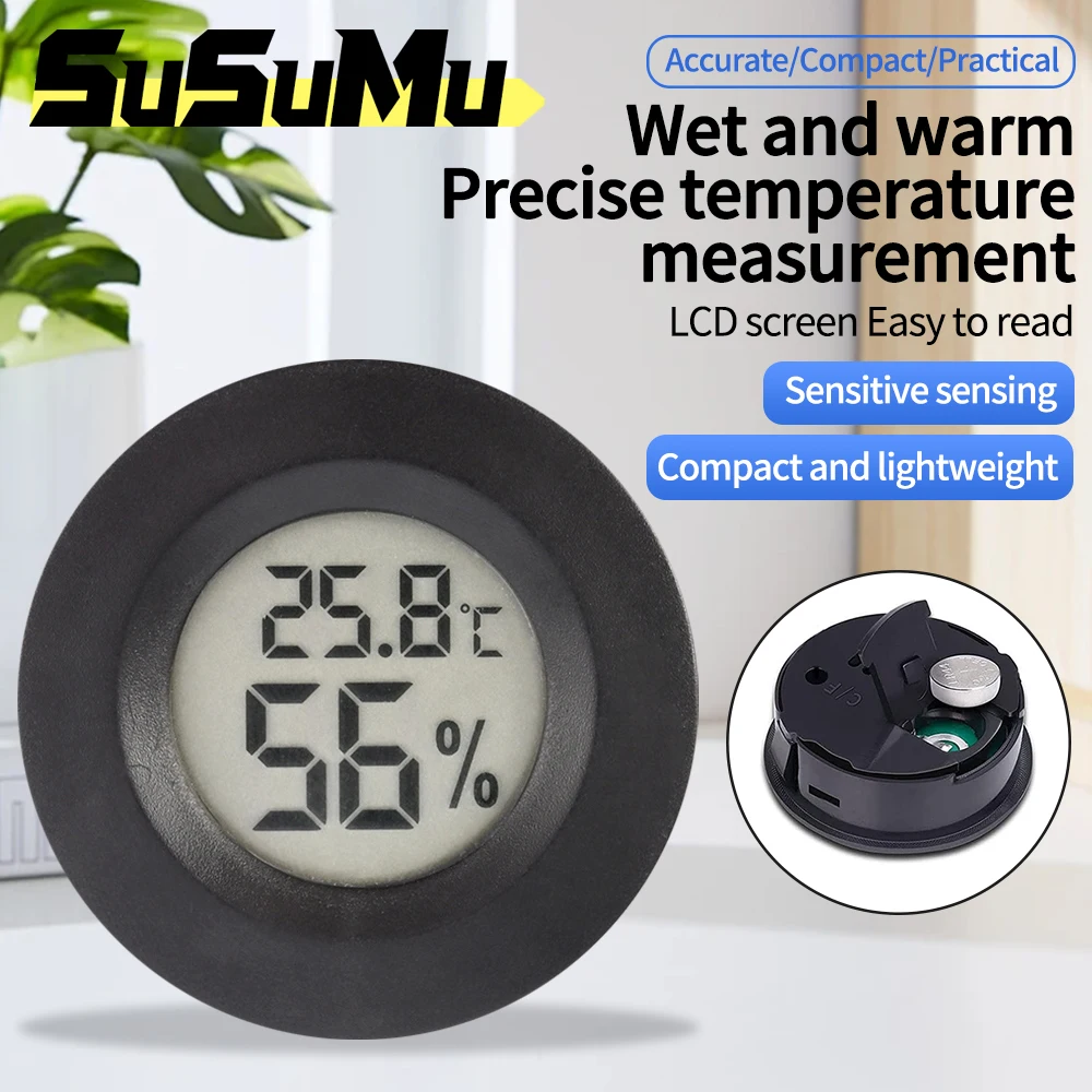 1/4Pcs Hygrometer Thermometer Mini Digital LCD Monitor Indoor Room Electronic Temperature Round Humidity Weather Station