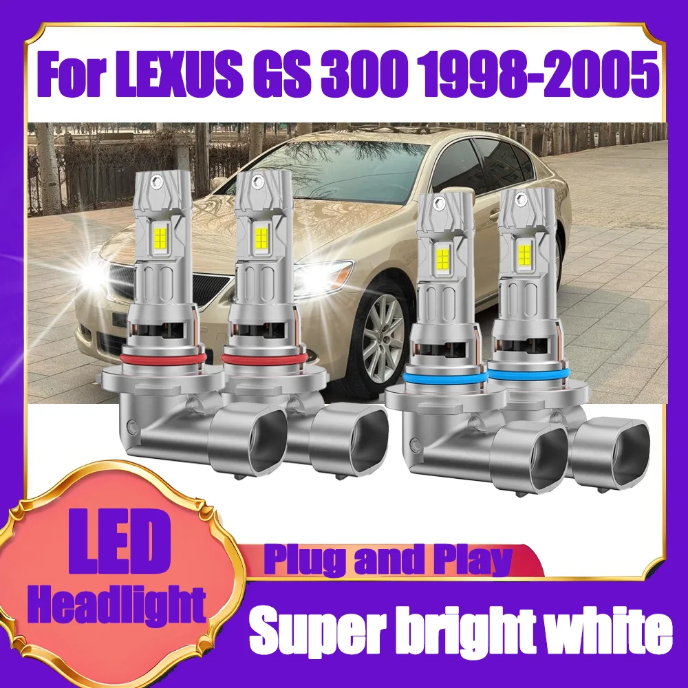 

Plug and Play 9005 9006 LED Headlight Bulbs 120W High Low Beam 28000LM High Power 6000K Super White For LEXUS GS 300 1998-2005
