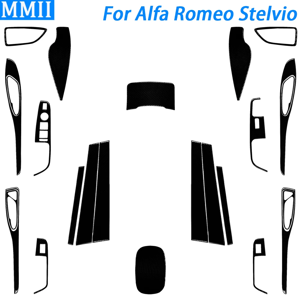 

For Alfa Romeo Stelvio 2016-2022 Piano Black Air Outlet Window Lift Door Handle Storage Box Set Car Interior Accessories Sticker