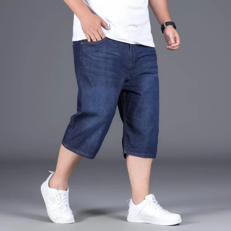 Pantalones vaqueros cortos de talla grande para hombre, Shorts holgados de verano, 45-150kg