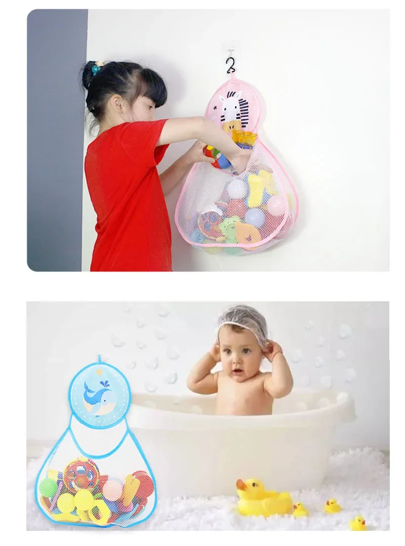 Neue Niedliche Tier-Badespielzeuge für Kinder, Saugnapf-Aufbewahrungskorb für Badewanne, Puppen-Hängetasche, Netz-Aufbewahrungstasche, Wasserspielzeug – Detail 7
