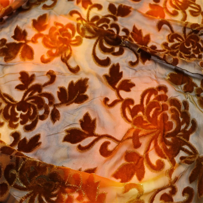 

Осенняя тонкая опасная нижняя часть с цветком, золотая нить, шелковая потертая бархатная ткань, роскошная одежда ручной работы, сделай сам, натуральная шелковая ткань