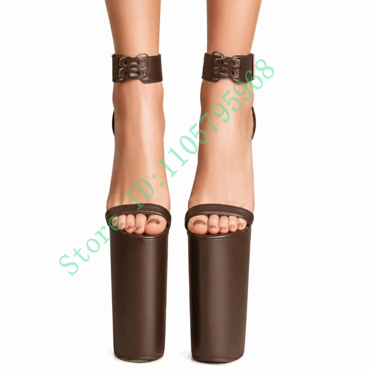Women Peep Toe Platform Stiletto Sandals, Ankle Buckle Strap, Super High Heel Footwear for Club Stage And Fashion Show Events