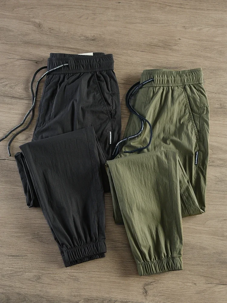 

Spring And Summer New American Retro Lightweight Quick-drying Casual Pants Men's Fashion Straight Loose Ankle-length Trousers