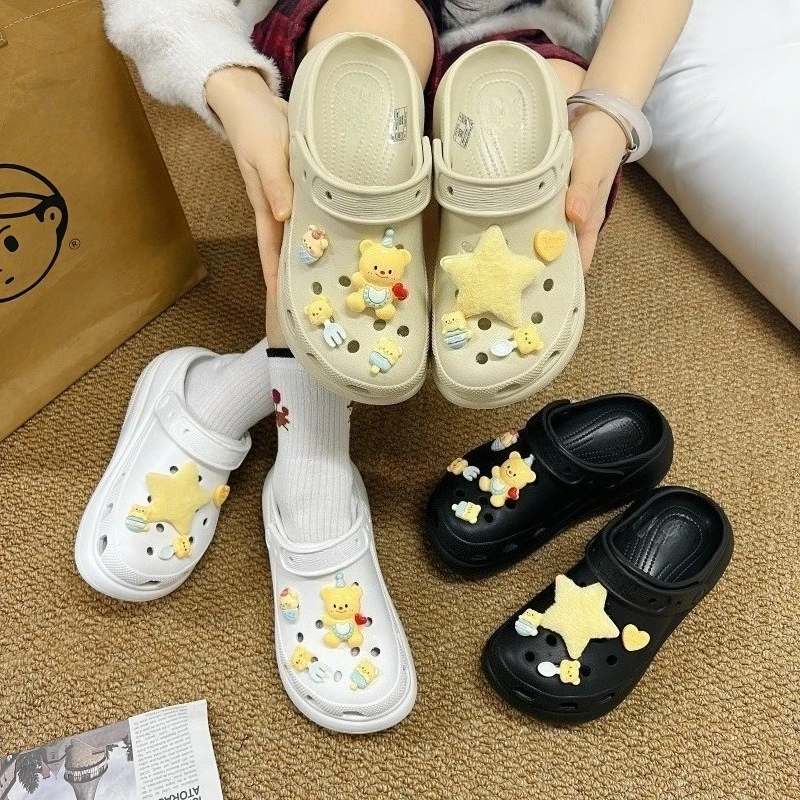 10Pcs Star Butter Bears DIY Shoe Charms For Clogs Bubble Slides Sandals Removable Shoe Decorations Accessories Christmas Gift