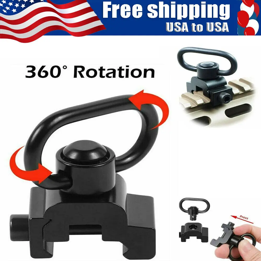 

Quick Detach Push Button QD Sling Swivel Attachment w/ 20mm Picatinny Rail Mount