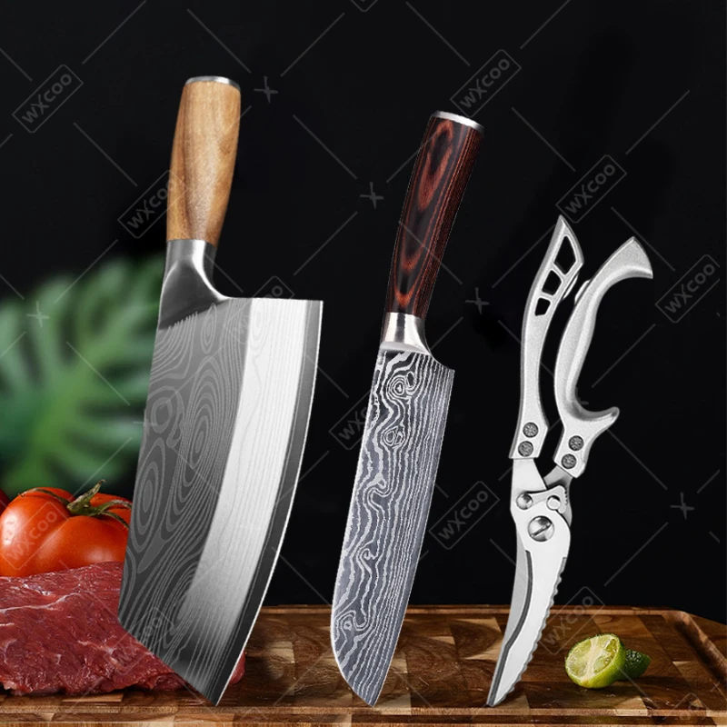 

Professional Forged Boning Knife Stainless Steel Kitchen Knives Meat Cleaver Chopping Knife Fruit Peeler BBQ Tools Scissors