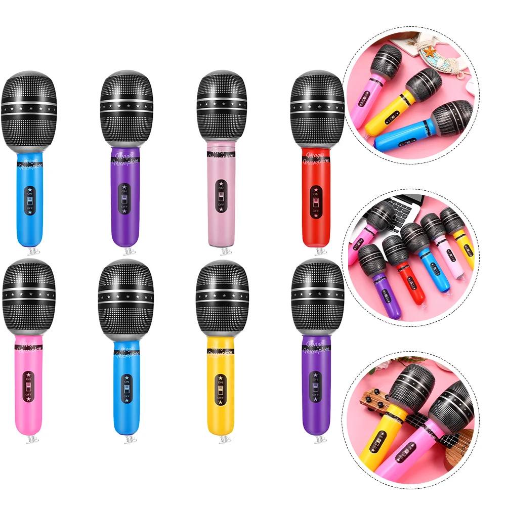 

8pcs Simulation Microphone Props Pretend Play Fake Cosplay Party Favor PVC Material Sturdy Stage Show Birthday Family Gathering