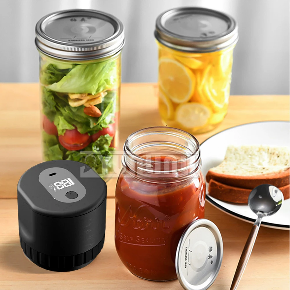 with 5 3.3in Lids and 5 2.7in Lids Electric Jar Vacuum Sealer Automatic Jar Sealer for Food Storage and Fermentation