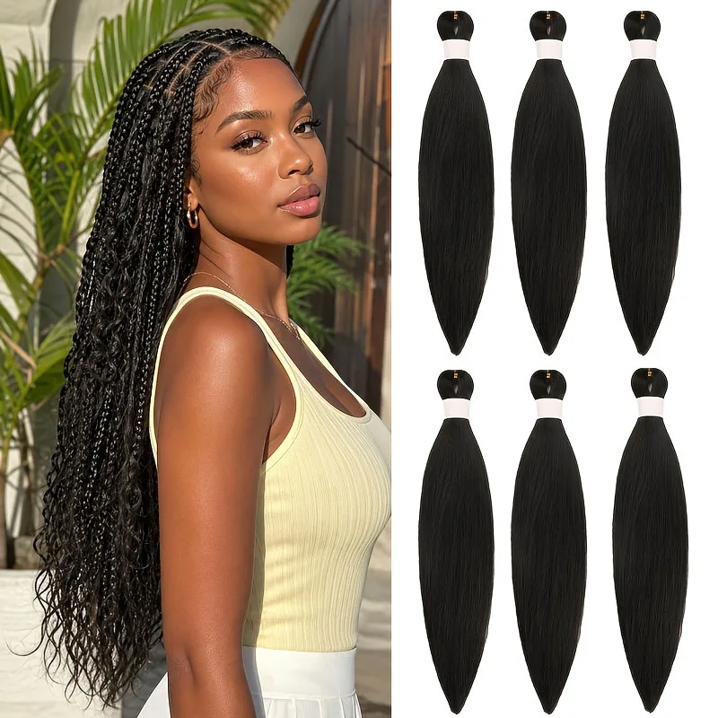 6 Packs EZ Braiding Synthetic Crochet Hair Extensions, Afro Kinky Curly Bulk Synthetic Hair for Locs, Dreadlocks, Crochet Braids & Twist Styles