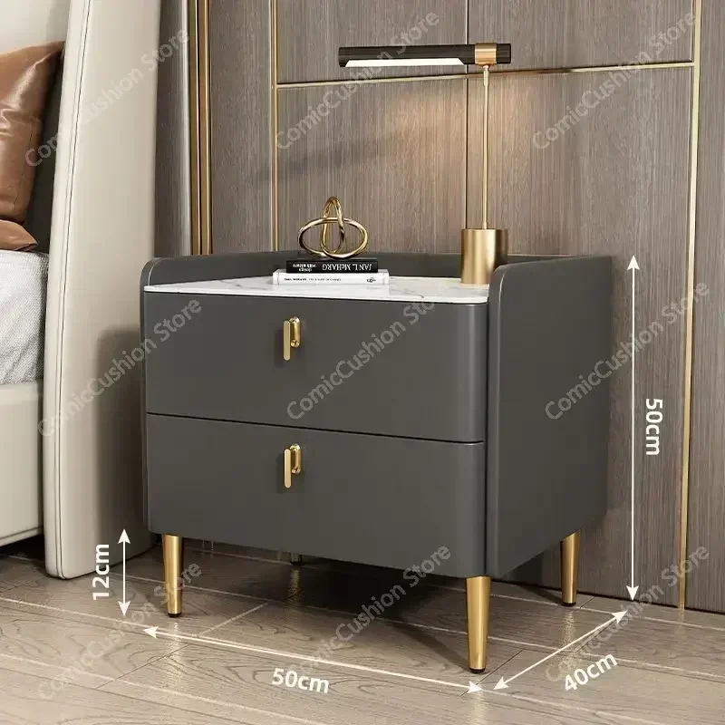 Luxury 2/3 Drawers Solid Wood Bedside Table Storage Dresser Cabinet Nightstands Slate Mini Night Stands for Bedroom Furniture