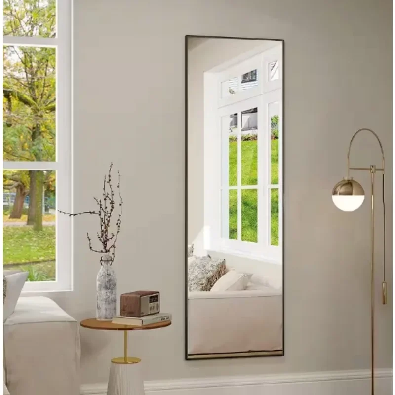 

Floor Mirror Full Length, Bedroom Floor Body Mirror with Stand, Leaning, Standing or Hanging Horizontally/Vertically