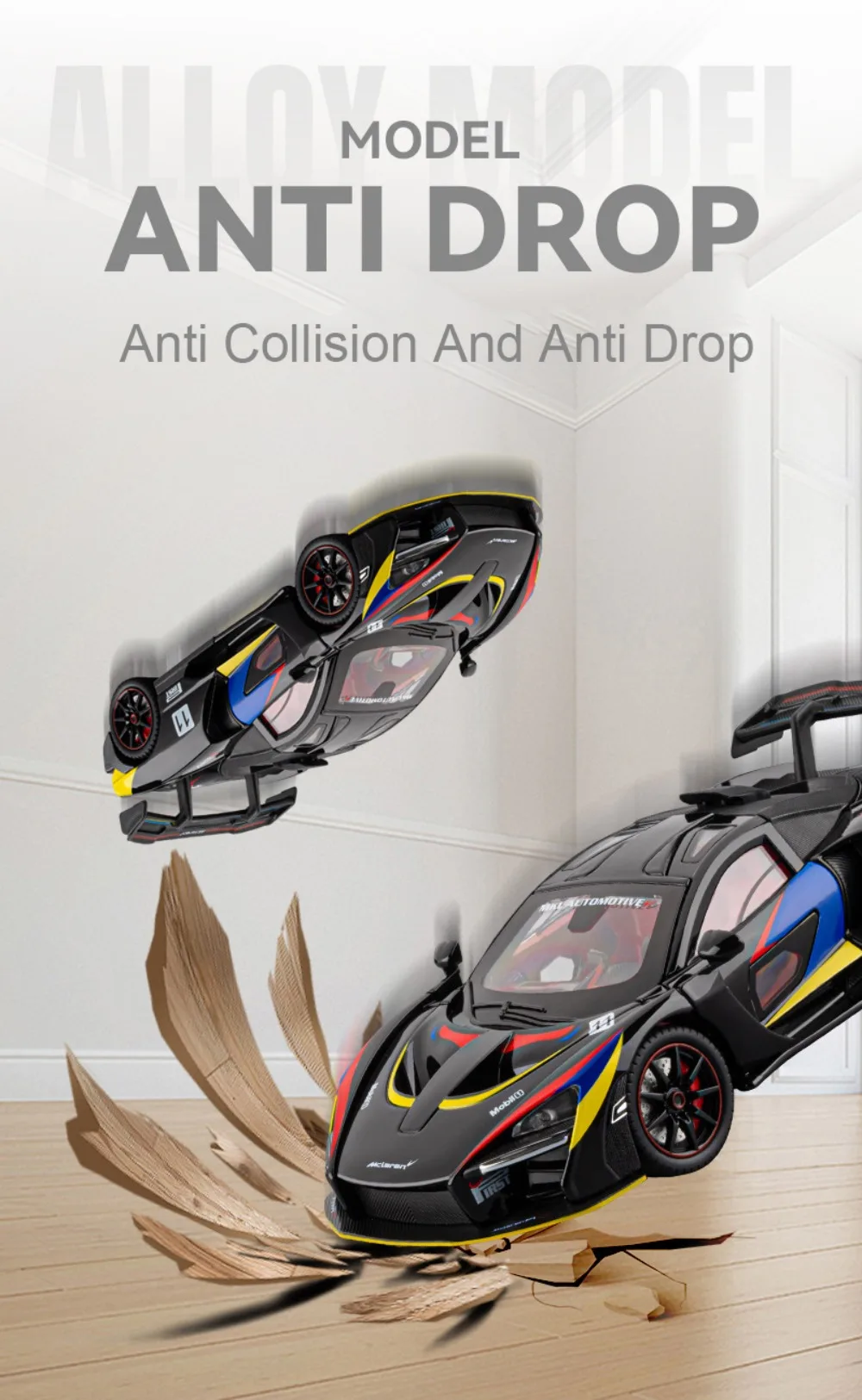 1:24 Senna GTR 720S Miniature Model Alloy Diecast Sports Car Toys Front Wheel Steering Sound Light Pull Back Boys Festival Gifts