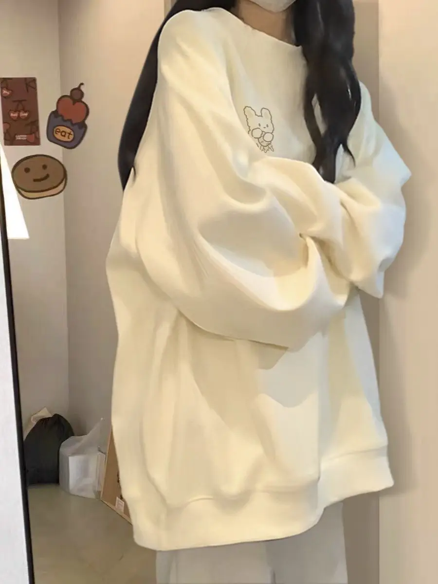 Women'S Cropped Sweatshirts Autumn Ladies Clothes Causal Designed American-Style Sweatwear Femme Simplified Solid-Color Y2K