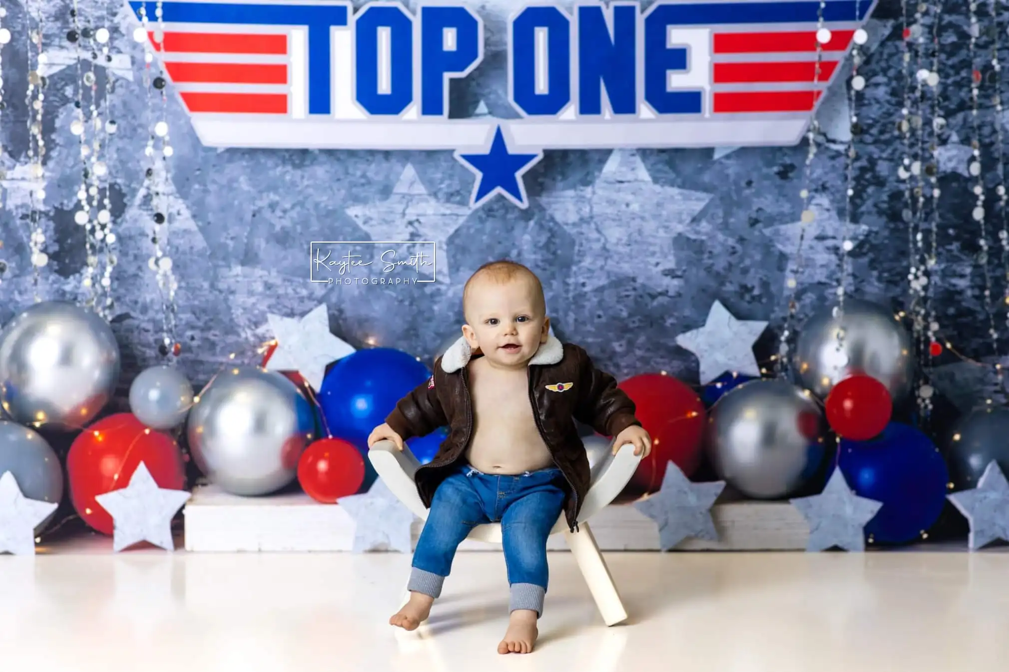 Top Een Achtergrond Cake Smash Volwassen Familie Fotografie Rekwisieten Kind Baby Decors Rood Blauw Ballon Sterren Fotostudio Achtergronden