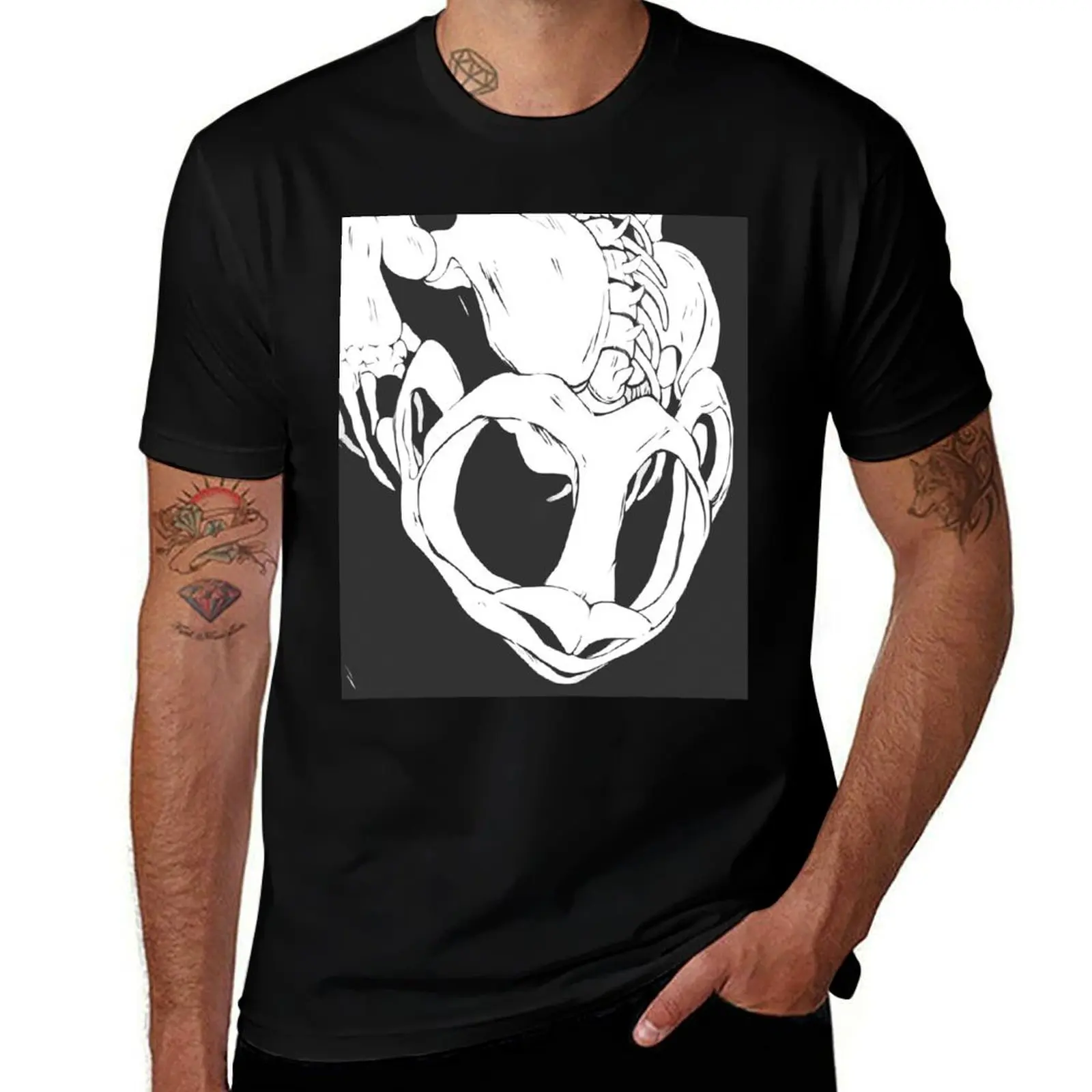 

Frog Bones (Mock Linocut Print Version) T-Shirt aesthetic clothes tops Aesthetic clothing luxury clothes men