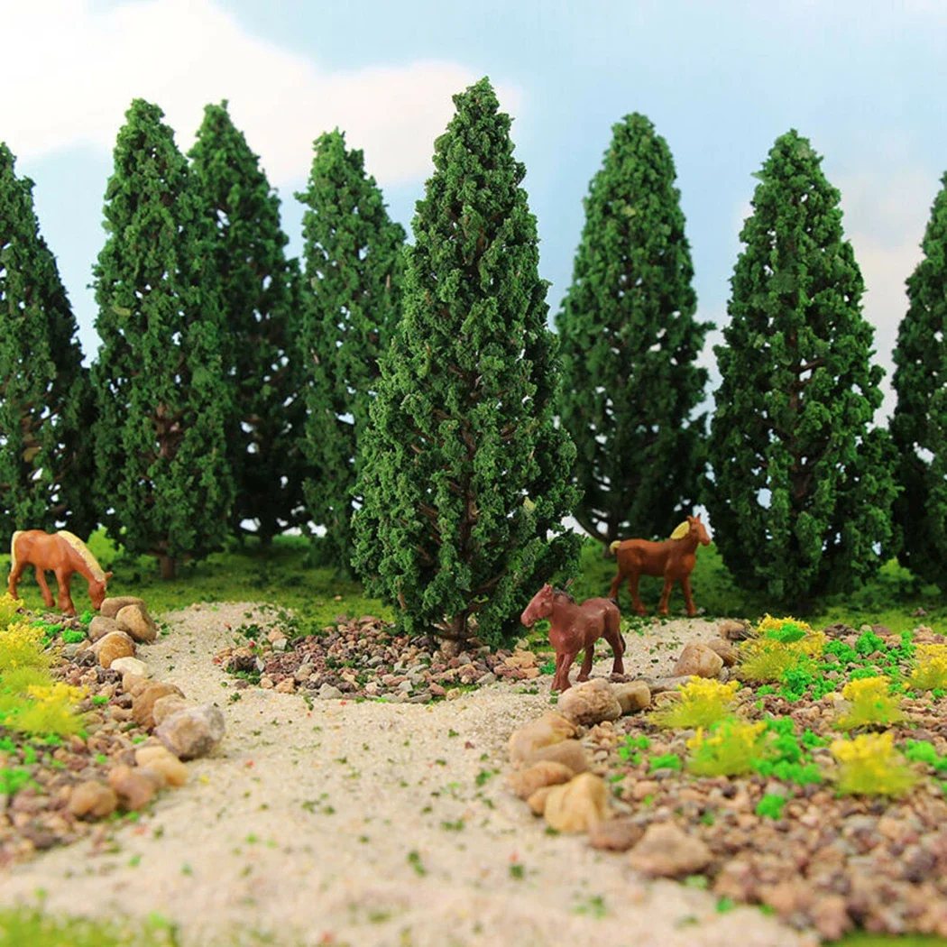 10pcs Model Pine Trees DIY Railway Layout 15cm Miniature Sandtable Model Scenery SL 16059 Greening Landscape Pine Tree Models