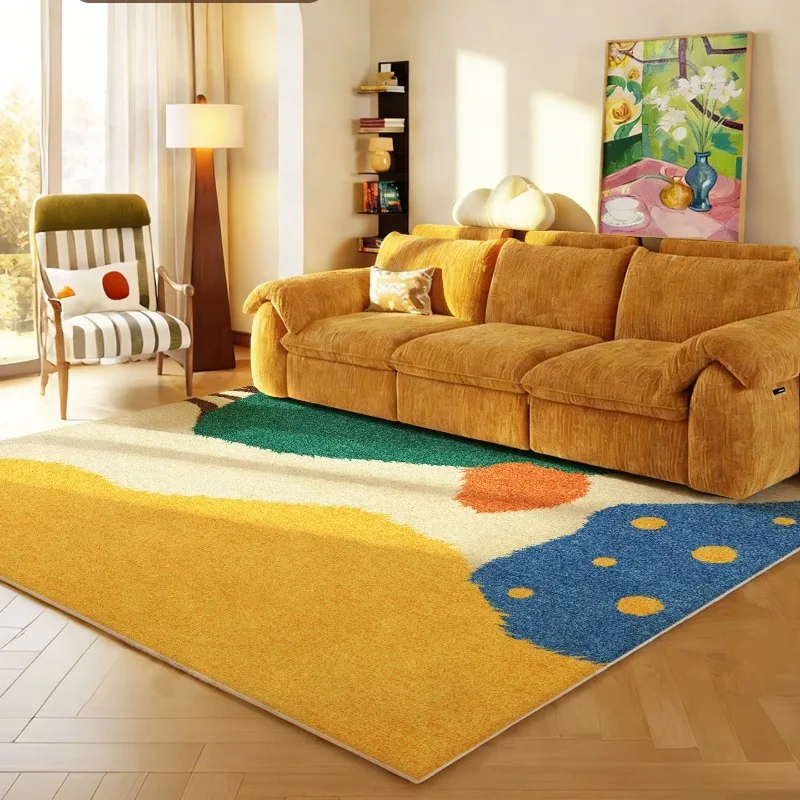 

Ковер для гостиной с цветовыми блоками, теплый, абстрактный, креативный, элитный, для спальни, домашний декор, коврик для дивана и журнального столика, напольный коврик, лаг, альфомбра