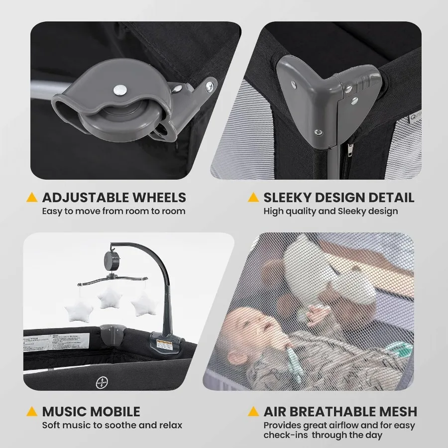 Confezione 2 in 1 e gioco con materassoCulla per bambini Comodino per dormire Culla per bambini Box per bambini Culla portatile pieghevole facile per Newb