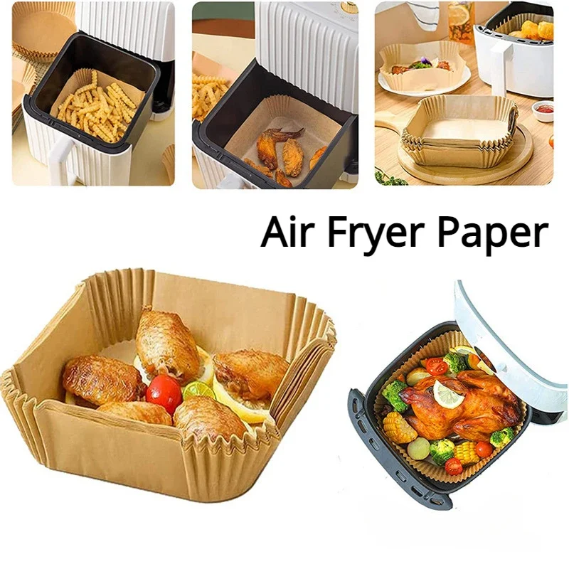 30/50Pcs Kitchen Accessory Disposable Air Fryer Oil-absorbing and Grease-proof Paper Tray Kitchens Accessories Baking Supplies