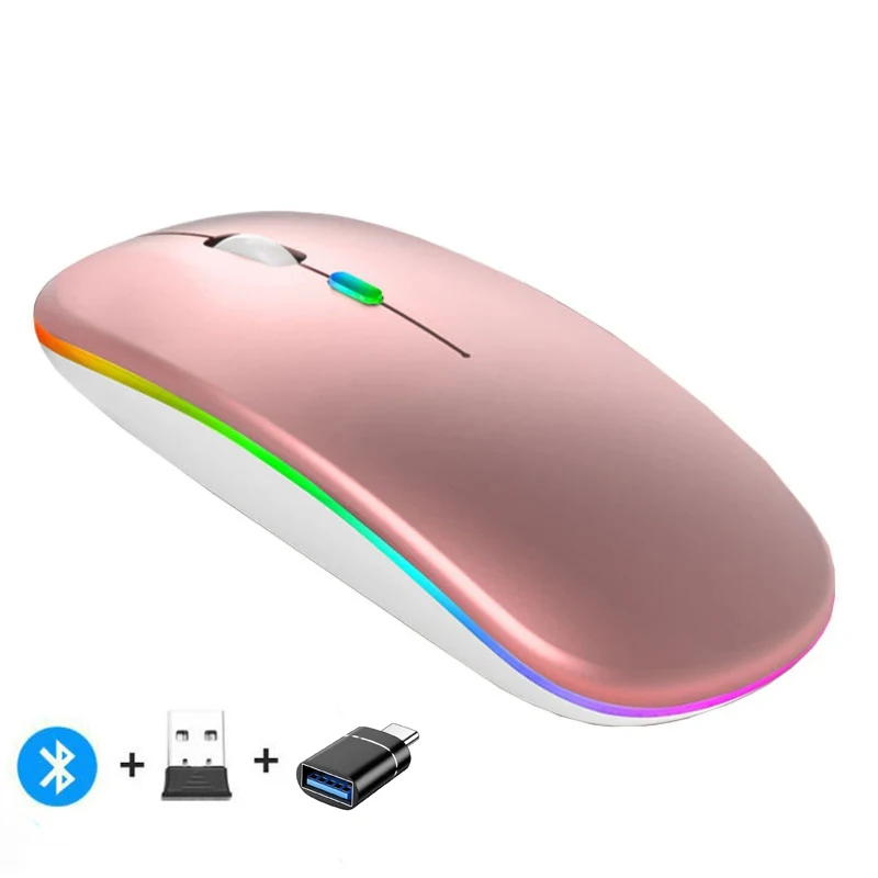 Oplaadbare draadloze muis Bluetooth-compatibele 2,4 GHz dubbele modi computermuizen met nano-ontvanger voor pc-laptop Macbook