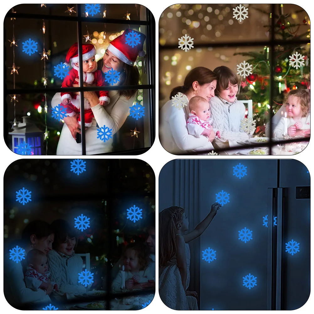 

1Pcs White Fluorescent Snowflake Sticker PVC Removable Christmas Window Decoration Wall Decal Party Supplies Snowflake Stickers