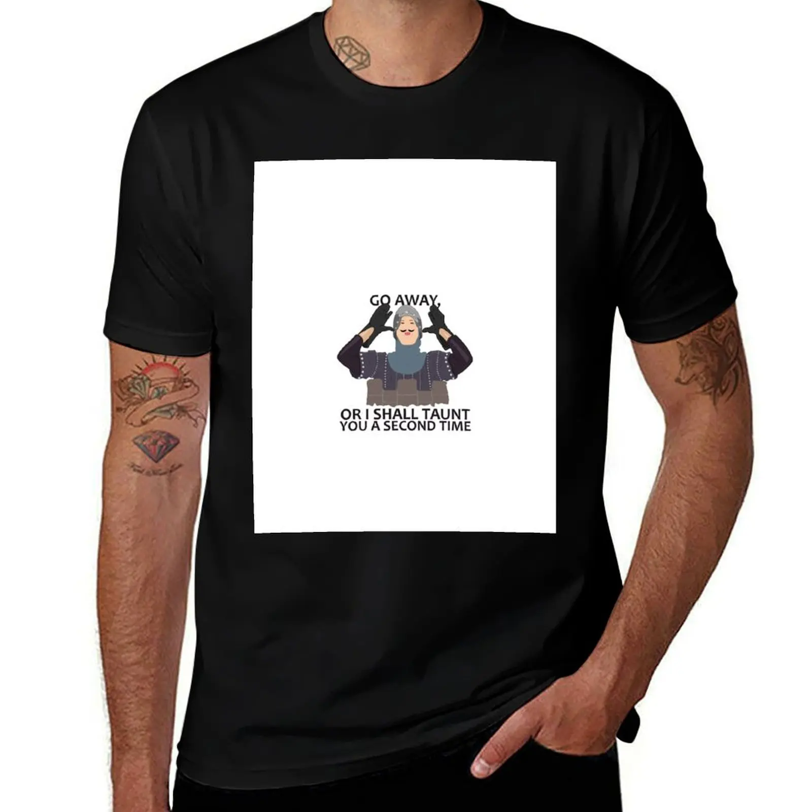 

Monty Python French Knight GO AWAY Gift shirt T-Shirt t shirts designer t shirts for man pack cotton