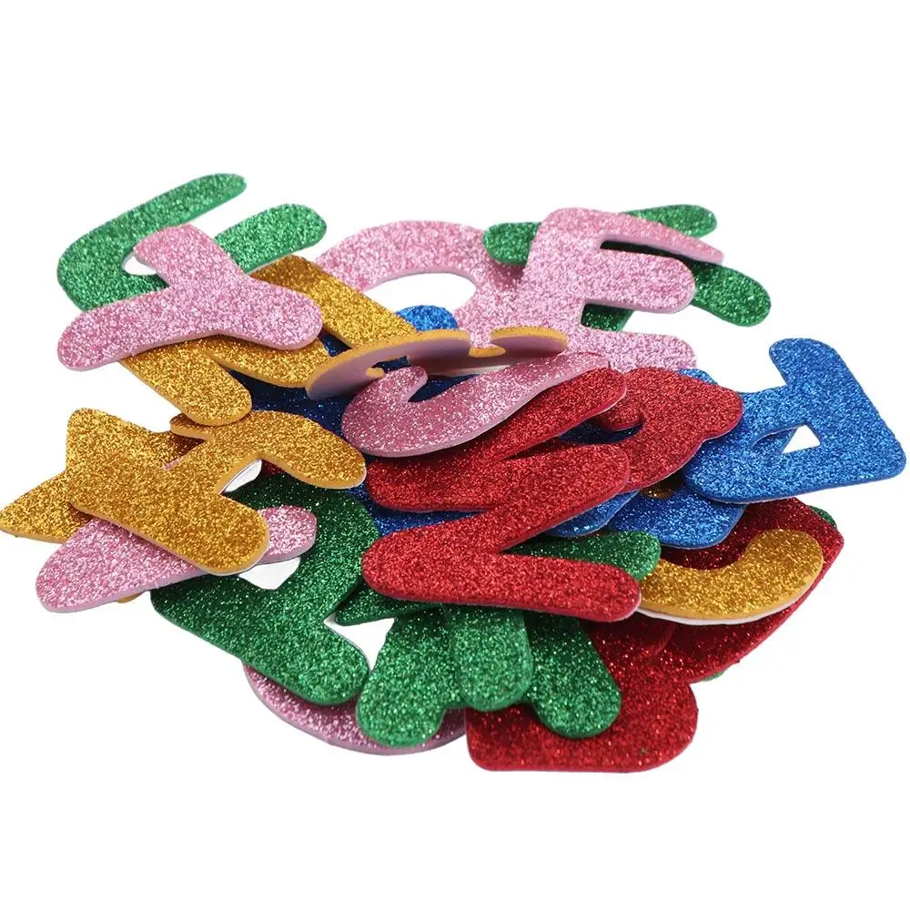 A-Z Letters Foam Letter Sticker Wall Decals Decoration Glitter Alphabet Sticker Colourful Sponge Alphabet Learning Sticker