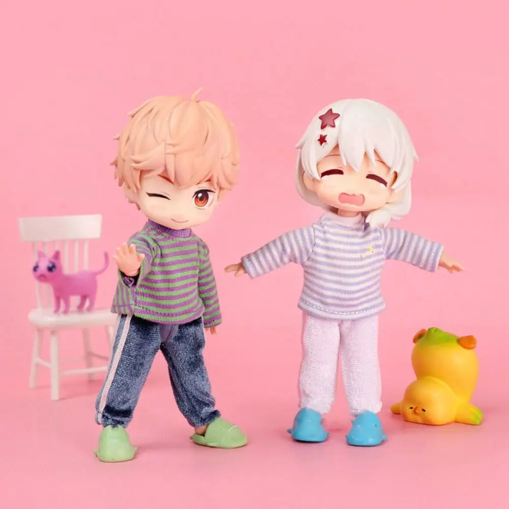 Handgemachte Puppe lose Streifen Kleidung Freizeitkleidung Mode Sport Hosen 9 Stile Puppe T-Shirt für 1/11 OB11 Puppen/für 1/12 BJD Puppen