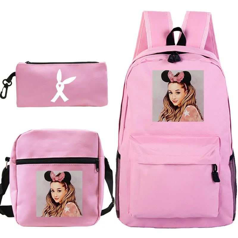 

3 PCS/Set Ariana Grande Backpack Boys Girls School Bags Bookbags Laptop Mochilas Women Fashion Bagpack Shoulder Bags Pencil Bags