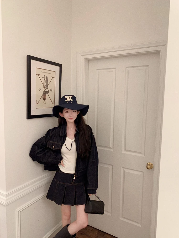 

Джинсовая куртка Lovesi Girl, весенние брюки Miu, комбинезон маленького размера, повседневный свободный крой, длинный рукав