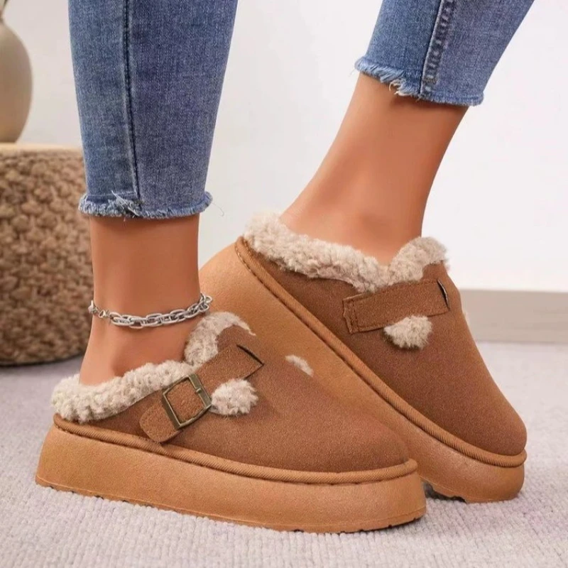 Frauen Stiefeletten Baumwolle Hausschuhe 2024 Neue Winter Casual Warme Plüsch Schuhe für Frau Schnee Stiefel Damen Outdoor Plattform Schuhe