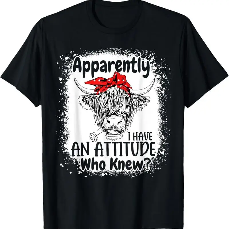 Apparently I Have An Attitude Who Knew Bleached Highland Cow T Shirt