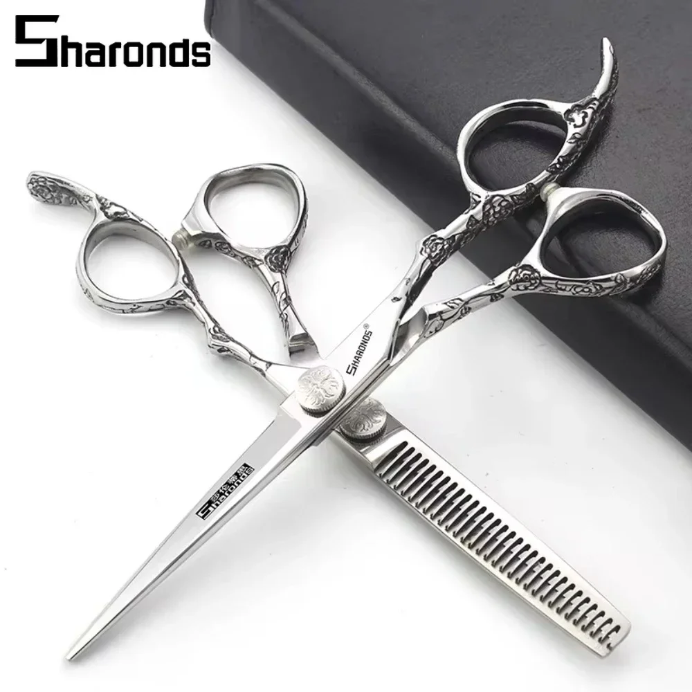 SHARONDS Professional Hairstylist Hair Clipper Set 6 Inch 440C Japanese Steel Hairdressers Specialized Shears Hair Cutting Tools