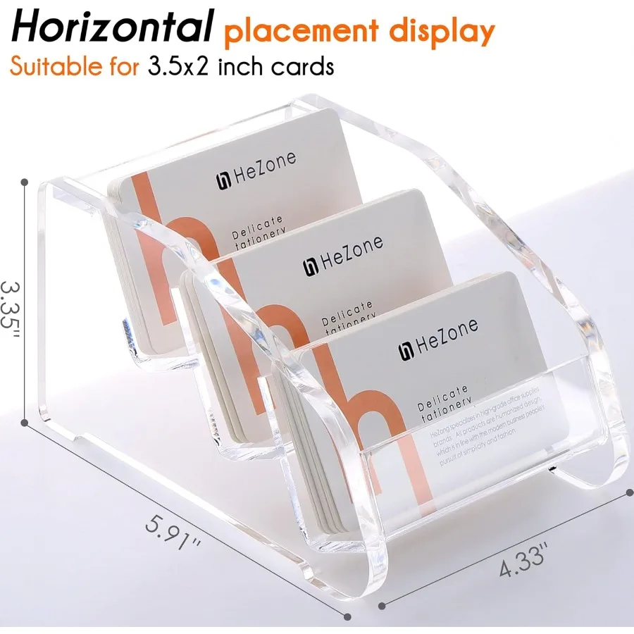 عرض حامل بطاقات العمل الأكريليك للنساء والرجال 3 فتحات 3 طبقات حامل بطاقات شفافة لفتحات المكتب التي تيل مرة أخرى لمنعها #2
