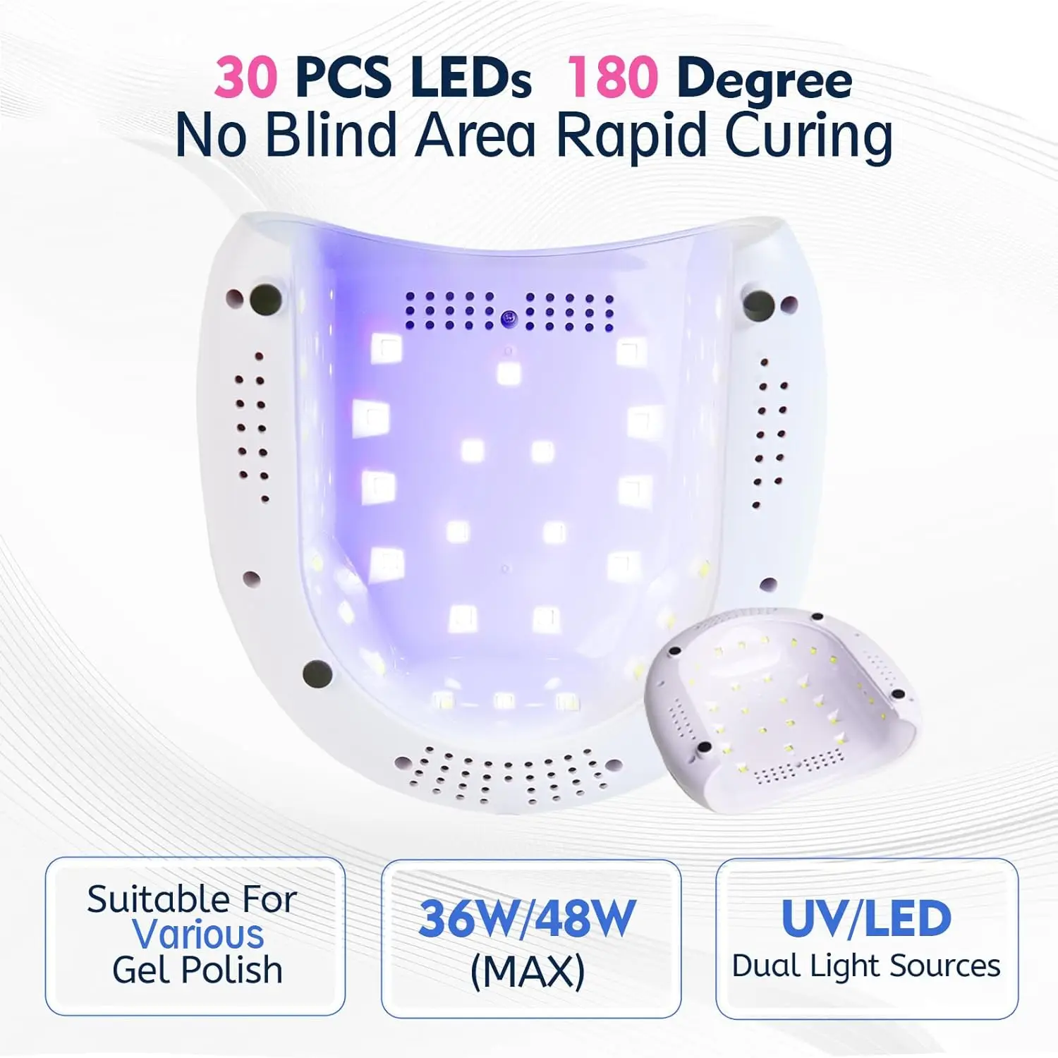 Lampada per unghie UV LED, essiccatore per smalto gel da 48 W con 4 impostazioni timer e display LCD
