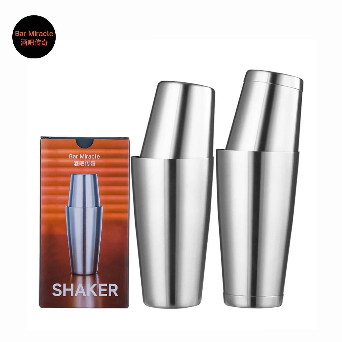 

Bar Miracle 304 Stainless Steel Boston Shaker 25OZ for Restaurant Cocktail Mixing Tool 750ML
