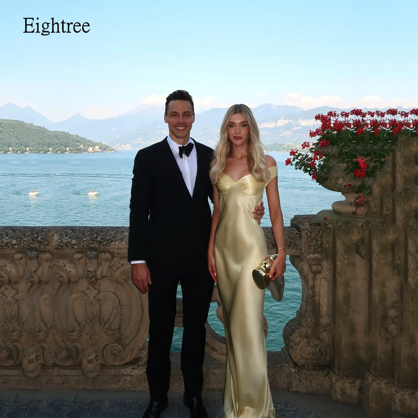 

Eightree Simple Off The Shoulder Mermaid Formal Prom Gowns Backless Soft Evening Dress Floor Length Party Dress Customized